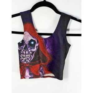 Living Dead Clothing Skull Crop Top XS Tank Goth Horror Grunge Y2K Punk Alt RARE